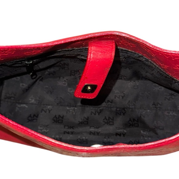 Vintage DKNY Red Leather Monogram Shoulder Bag – Y2K Vibes - Picture 7 of 14